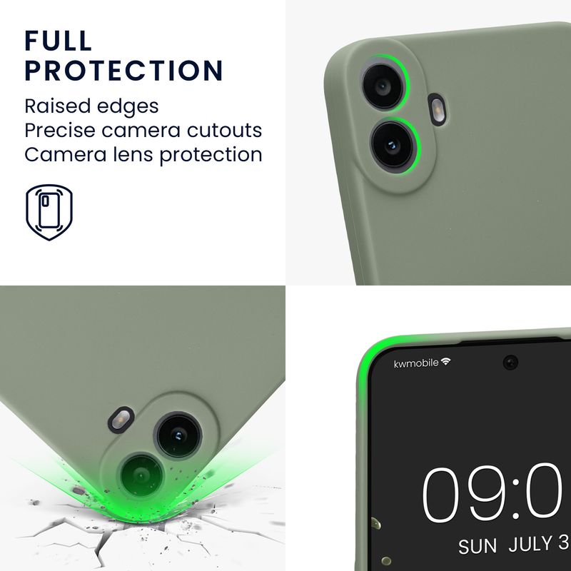 Laptop, Telefoane si Tablete - Telefoane mobile si accesorii - Accesorii Telefoane - Huse telefoane - Husa Kwmobile pentru Nothing Phone 1, anti-alunecare, silicon, verde - Infinity.ro