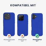 Laptop, Telefoane si Tablete - Telefoane mobile si accesorii - Accesorii Telefoane - Huse telefoane - Husa Kwmobile pentru iPhone 16 Plus, anti-alunecare, anti-amprenta, silicon, albastru - Infinity.ro