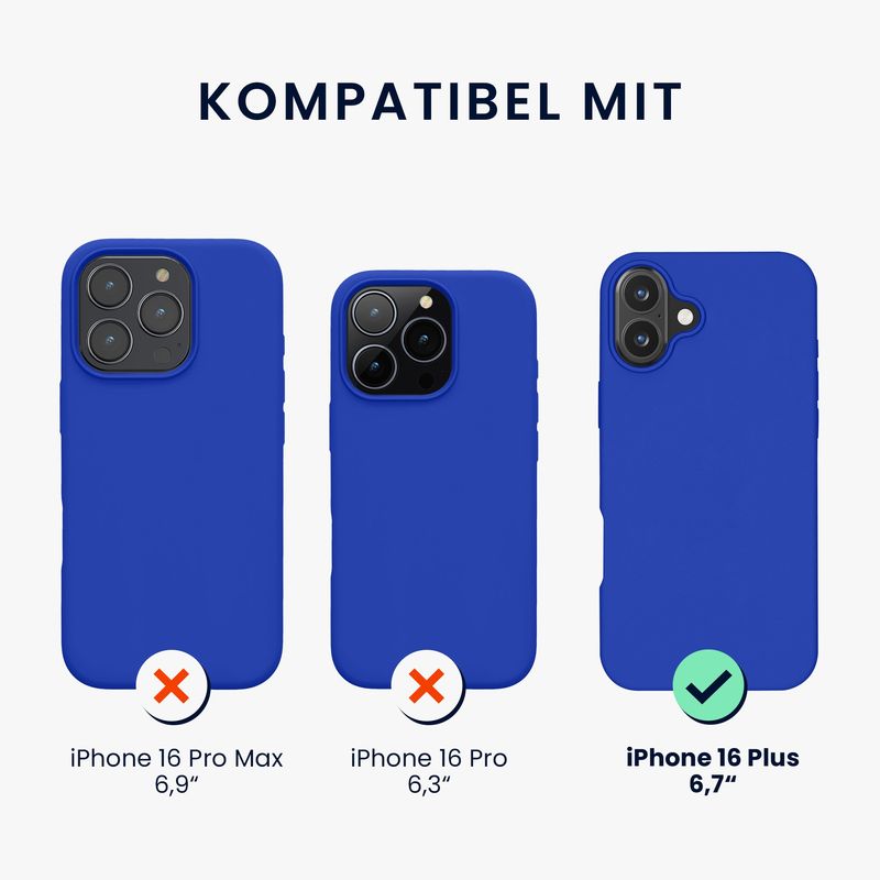 Laptop, Telefoane si Tablete - Telefoane mobile si accesorii - Accesorii Telefoane - Huse telefoane - Husa Kwmobile pentru iPhone 16 Plus, anti-alunecare, anti-amprenta, silicon, albastru - Infinity.ro