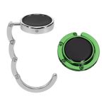 Casa si Gradina - Mobilier - Feronerie si accesorii mobila - Set 2 carlige de masa pentru geanta Kwmobile, inchidere magnetica, pliabile, anti-alunecare, metal, argintiu, verde - Infinity.ro