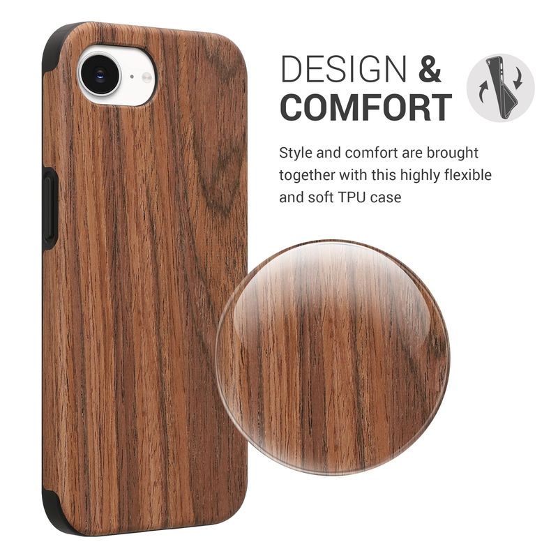 Laptop, Telefoane si Tablete - Telefoane mobile si accesorii - Accesorii Telefoane - Huse telefoane - Husa Kwmobile pentru iPhone 17e/16e, anti-alunecare, lemn, TPU, maro - Infinity.ro