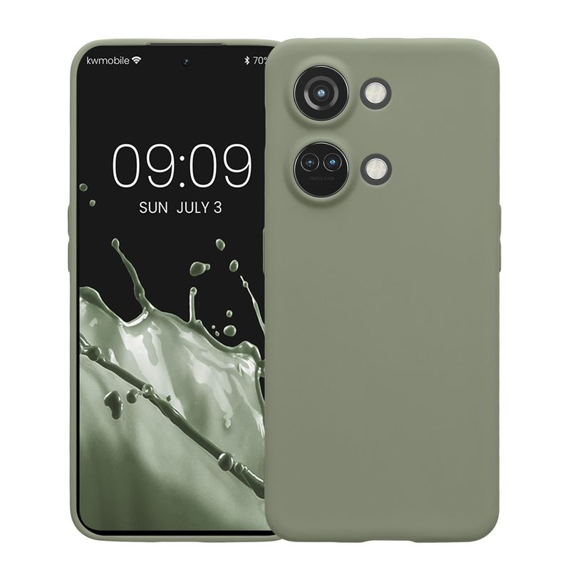 Laptop, Telefoane si Tablete - Telefoane mobile si accesorii - Accesorii Telefoane - Huse telefoane - Husa Kwmobile pentru OnePlus Nord 3 5G, anti-alunecare, silicon, verde - Infinity.ro