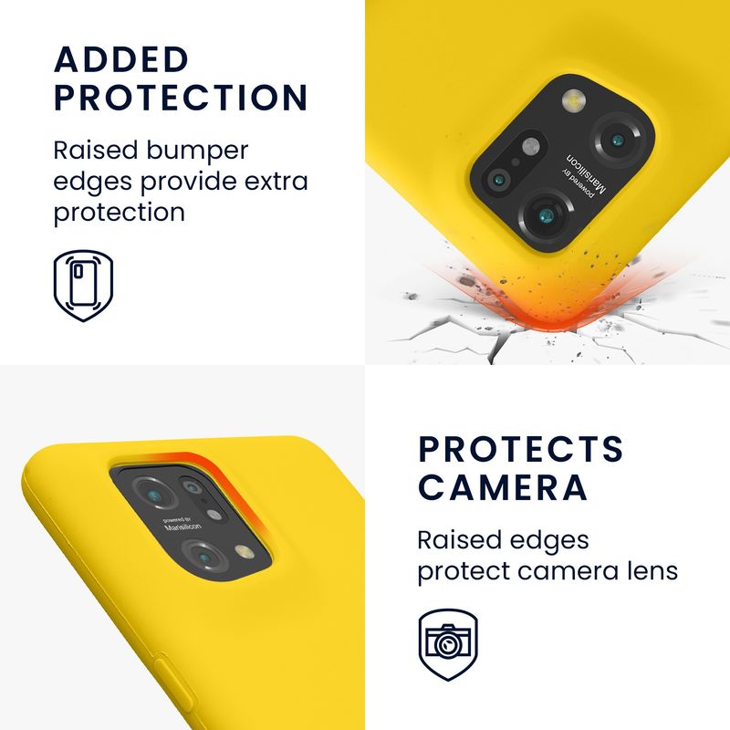 Laptop, Telefoane si Tablete - Telefoane mobile si accesorii - Accesorii Telefoane - Huse telefoane - Husa Kwmobile pentru OPPO Find X5 (5G), incarcare wireless, silicon, galben - Infinity.ro