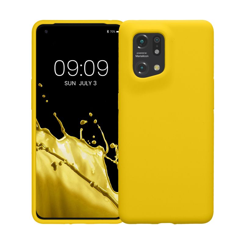 Laptop, Telefoane si Tablete - Telefoane mobile si accesorii - Accesorii Telefoane - Huse telefoane - Husa Kwmobile pentru OPPO Find X5 (5G), incarcare wireless, silicon, galben - Infinity.ro