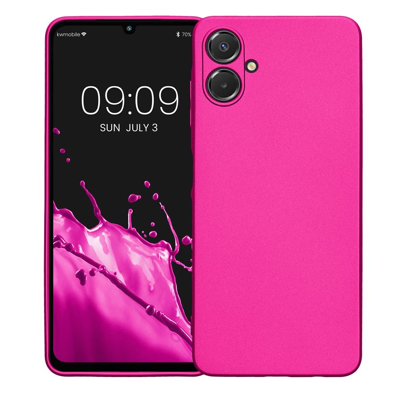 Laptop, Telefoane si Tablete - Telefoane mobile si accesorii - Accesorii Telefoane - Huse telefoane - Husa Kwmobile pentru Samsung Galaxy A06, anti-alunecare, silicon, roz metalizat - Infinity.ro