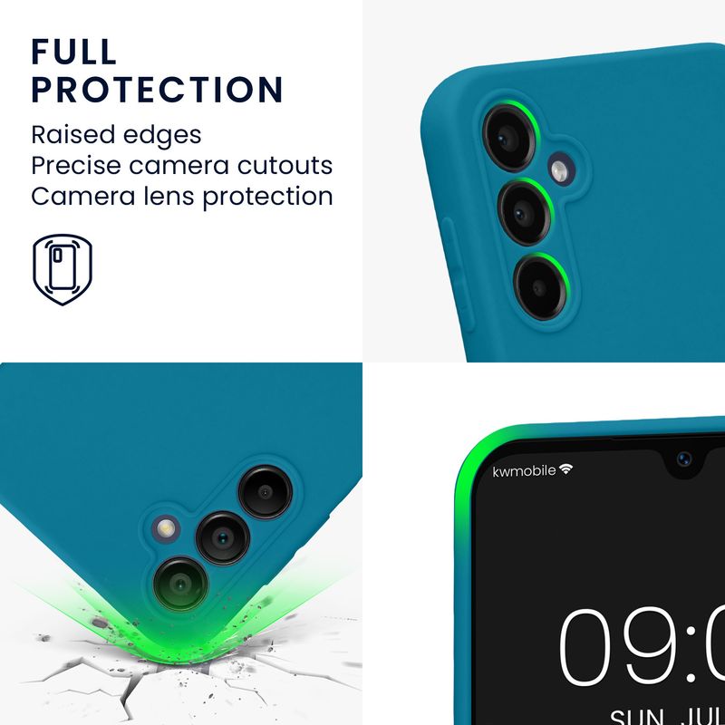 Laptop, Telefoane si Tablete - Telefoane mobile si accesorii - Accesorii Telefoane - Huse telefoane - Husa Kwmobile pentru Samsung Galaxy A14 5G, anti-alunecare, silicon, albastru caraibian - Infinity.ro