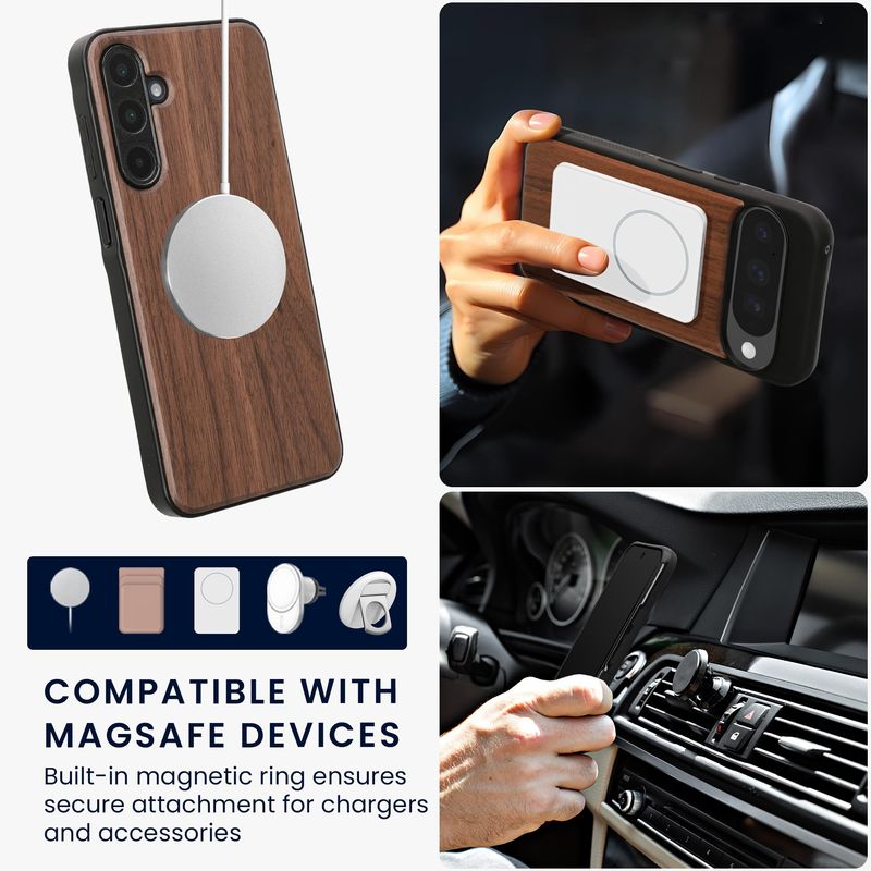 Laptop, Telefoane si Tablete - Telefoane mobile si accesorii - Accesorii Telefoane - Huse telefoane - Husa Kwmobile pentru Samsung Galaxy A16 5G, compatibilitate MagSafe, lemn, TPU, maro - Infinity.ro