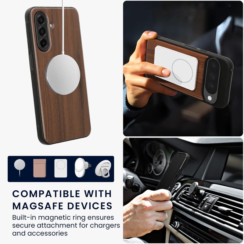 Laptop, Telefoane si Tablete - Telefoane mobile si accesorii - Accesorii Telefoane - Huse telefoane - Husa Kwmobile pentru Samsung Galaxy A17 4G/5G, compatibilitate MagSafe, lemn, TPU, maro - Infinity.ro