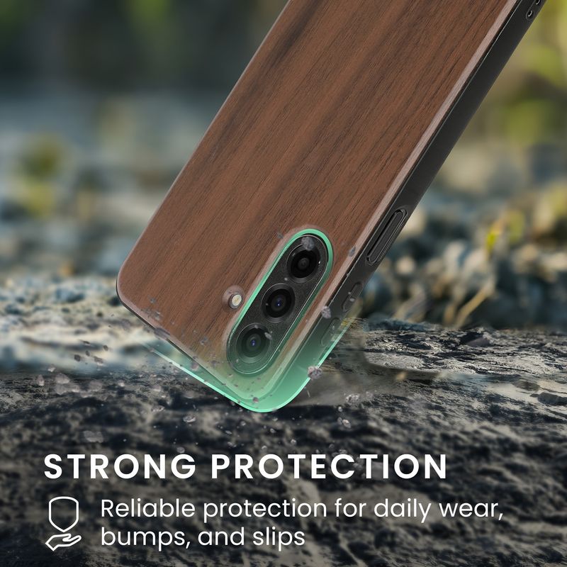 Laptop, Telefoane si Tablete - Telefoane mobile si accesorii - Accesorii Telefoane - Huse telefoane - Husa Kwmobile pentru Samsung Galaxy A17 4G/5G, compatibilitate MagSafe, lemn, TPU, maro - Infinity.ro
