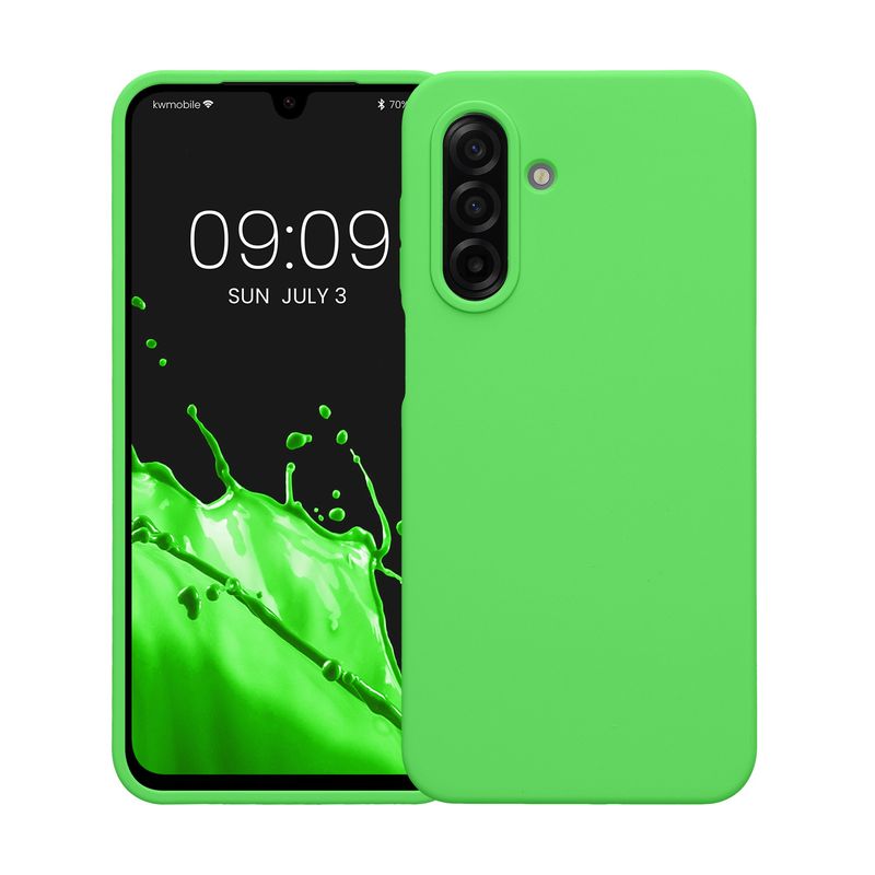 Laptop, Telefoane si Tablete - Telefoane mobile si accesorii - Accesorii Telefoane - Huse telefoane - Husa Kwmobile pentru Samsung Galaxy A17 4G/5G, incarcare wireless, silicon, verde lime - Infinity.ro