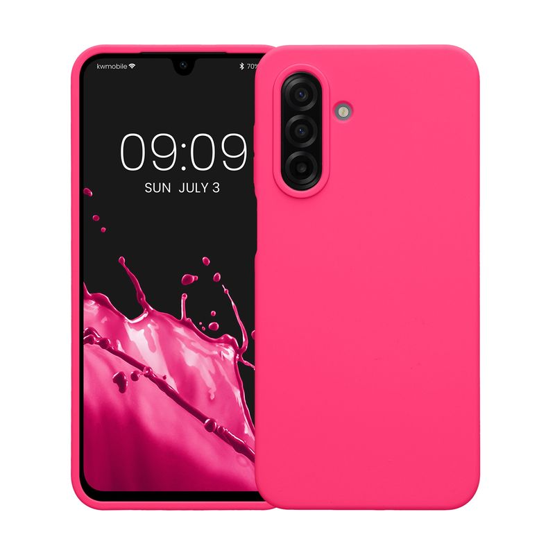 Laptop, Telefoane si Tablete - Telefoane mobile si accesorii - Accesorii Telefoane - Huse telefoane - Husa Kwmobile pentru Samsung Galaxy A17 4G/5G, incarcare wireless, silicon, roz neon - Infinity.ro