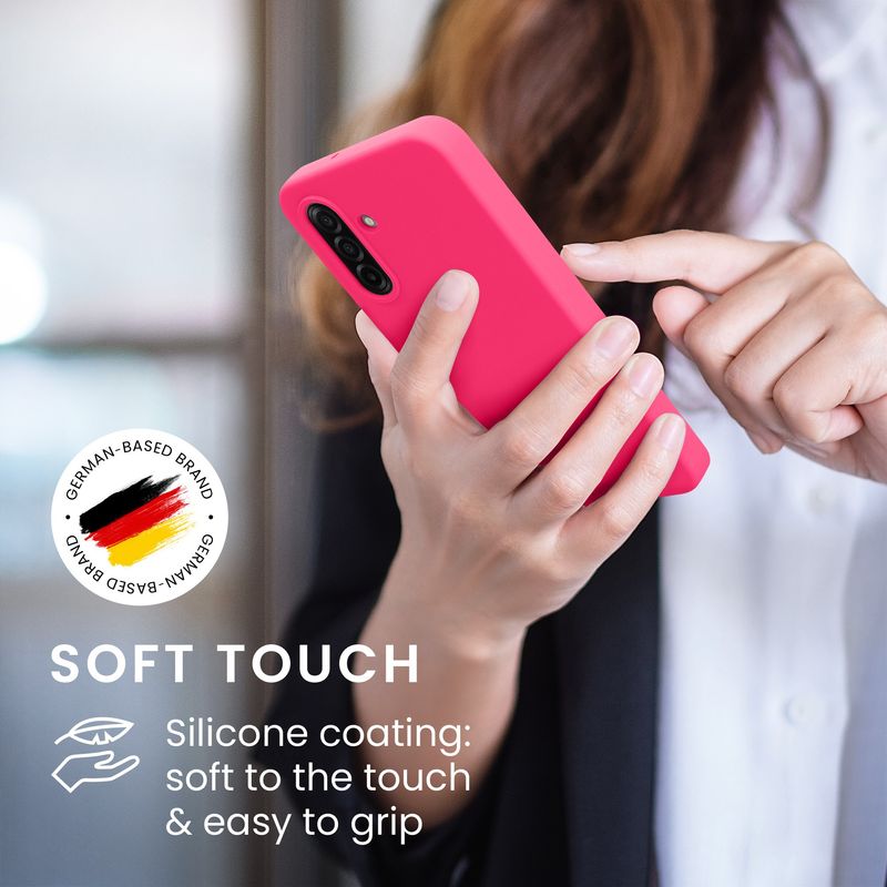 Laptop, Telefoane si Tablete - Telefoane mobile si accesorii - Accesorii Telefoane - Huse telefoane - Husa Kwmobile pentru Samsung Galaxy A17 4G/5G, incarcare wireless, silicon, roz neon - Infinity.ro