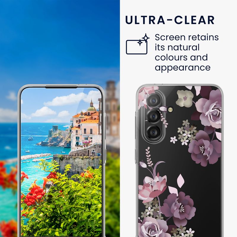 Laptop, Telefoane si Tablete - Telefoane mobile si accesorii - Accesorii Telefoane - Huse telefoane - Husa Kwmobile pentru Samsung Galaxy A36 5G, protectie la zgarieturi, TPU, sticla temperata, mov, transparent - Infinity.ro