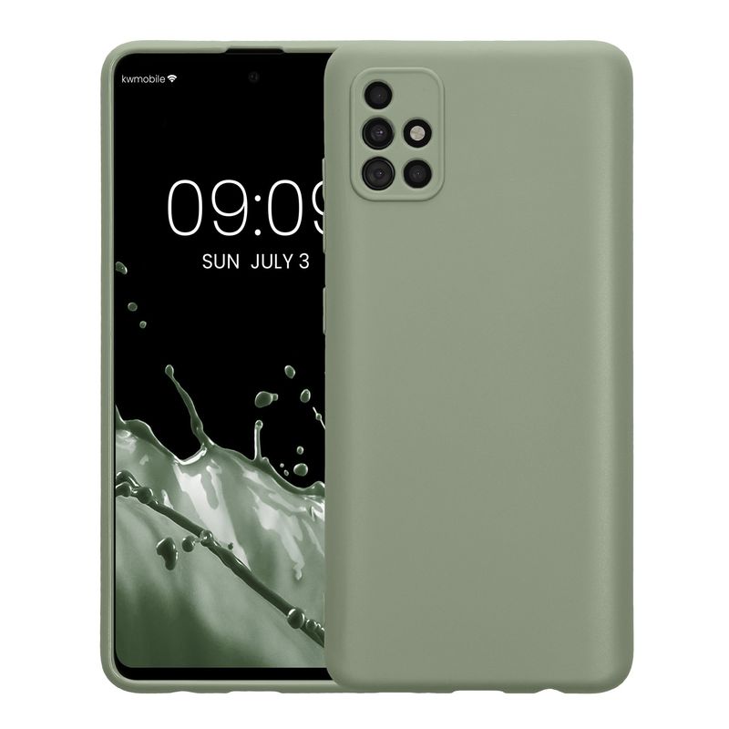Laptop, Telefoane si Tablete - Telefoane mobile si accesorii - Accesorii Telefoane - Huse telefoane - Husa Kwmobile pentru Samsung Galaxy A51, anti-alunecare, silicon, verde, gri - Infinity.ro