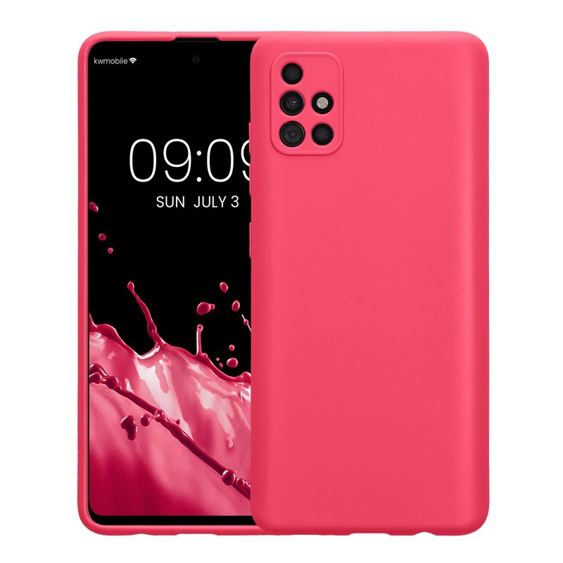 Laptop, Telefoane si Tablete - Telefoane mobile si accesorii - Accesorii Telefoane - Huse telefoane - Husa Kwmobile pentru Samsung Galaxy A51, anti-alunecare, silicon, roz neon - Infinity.ro