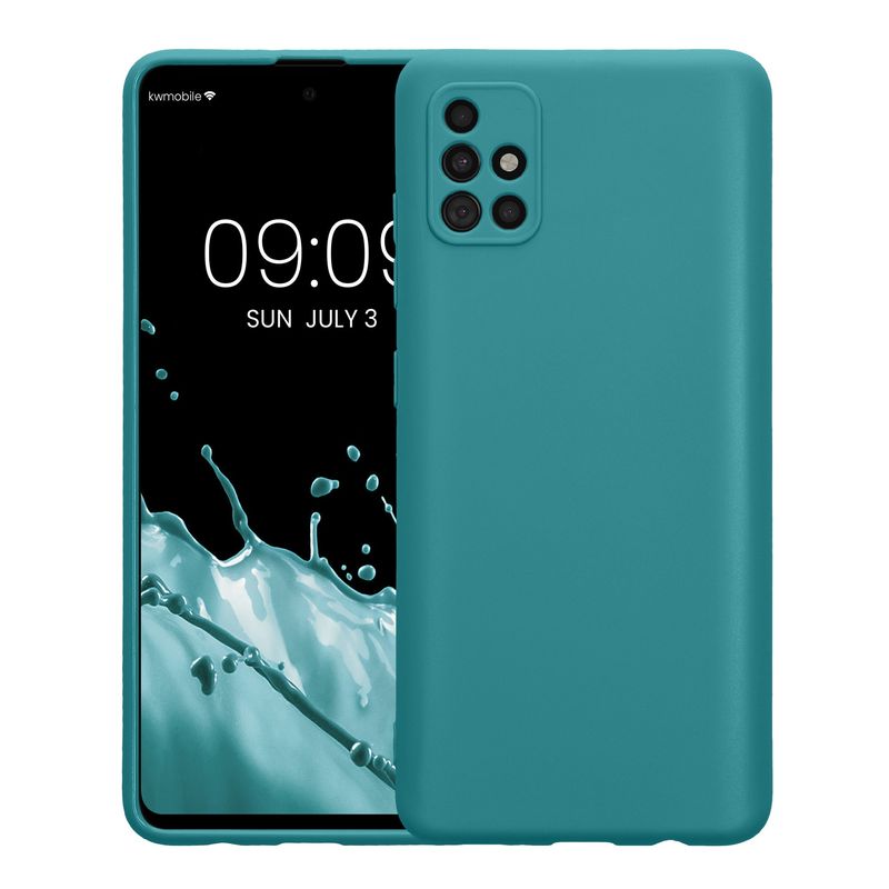 Laptop, Telefoane si Tablete - Telefoane mobile si accesorii - Accesorii Telefoane - Huse telefoane - Husa Kwmobile pentru Samsung Galaxy A51, anti-alunecare, silicon, turcoaz mat - Infinity.ro