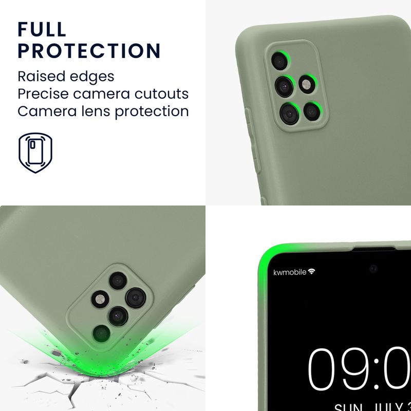 Laptop, Telefoane si Tablete - Telefoane mobile si accesorii - Accesorii Telefoane - Huse telefoane - Husa Kwmobile pentru Samsung Galaxy A51, anti-alunecare, silicon, verde, gri - Infinity.ro