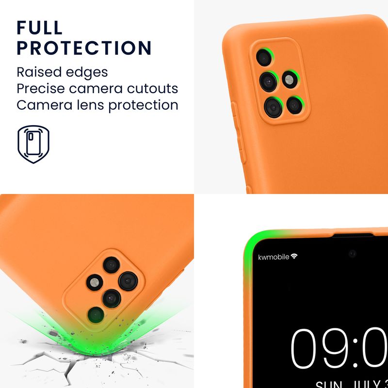 Laptop, Telefoane si Tablete - Telefoane mobile si accesorii - Accesorii Telefoane - Huse telefoane - Husa Kwmobile pentru Samsung Galaxy A51, anti-alunecare, silicon, portocaliu - Infinity.ro