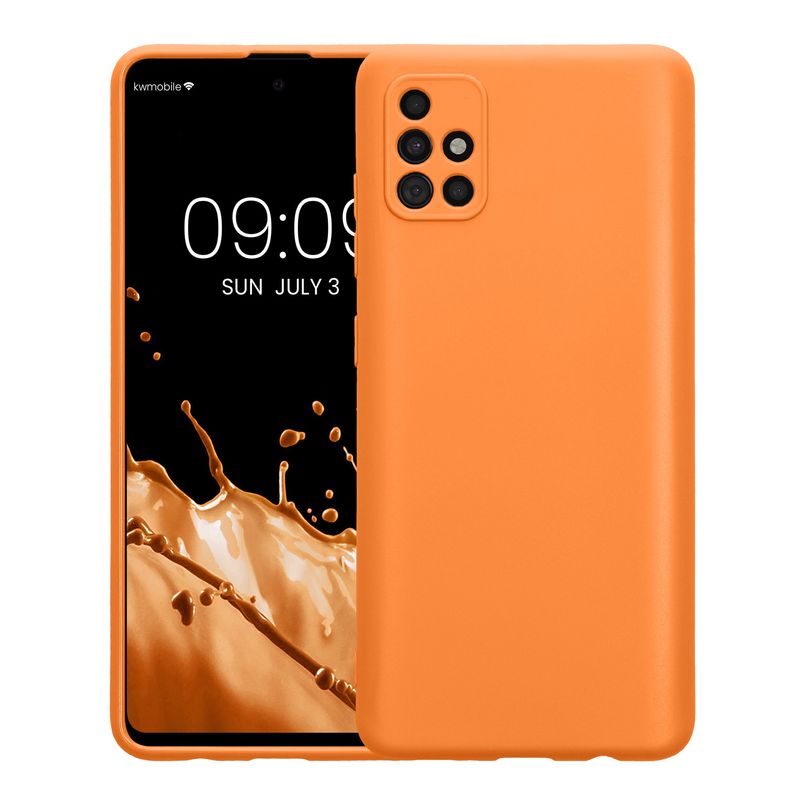 Laptop, Telefoane si Tablete - Telefoane mobile si accesorii - Accesorii Telefoane - Huse telefoane - Husa Kwmobile pentru Samsung Galaxy A51, anti-alunecare, silicon, portocaliu - Infinity.ro