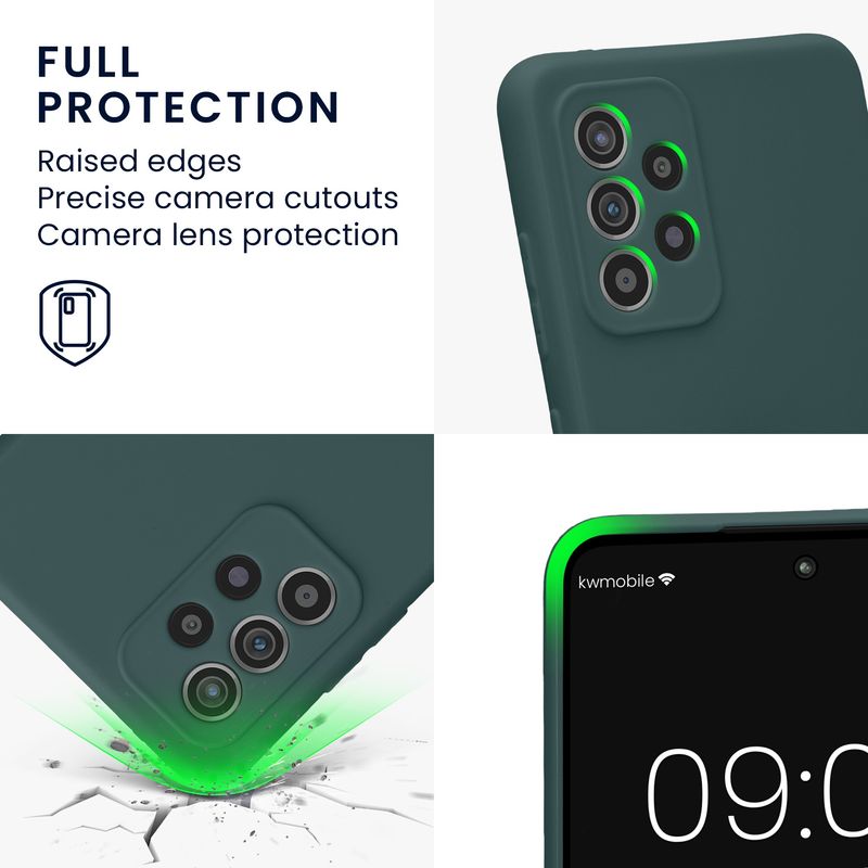 Laptop, Telefoane si Tablete - Telefoane mobile si accesorii - Accesorii Telefoane - Huse telefoane - Husa Kwmobile pentru Samsung Galaxy A52/Galaxy A52 5G/Galaxy A52s 5G, anti-alunecare, silicon, albastru verzui - Infinity.ro