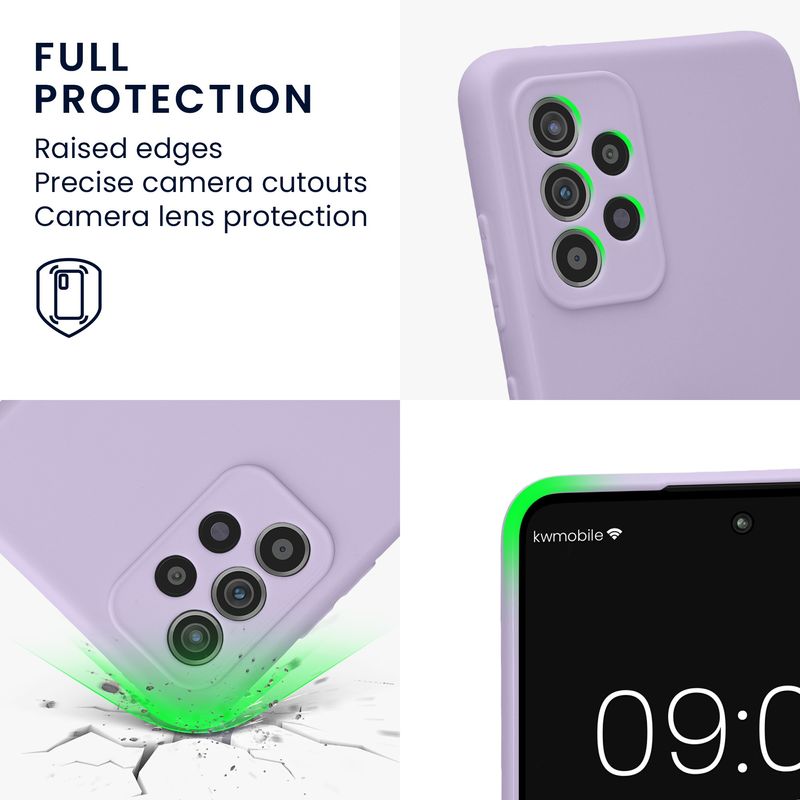 Laptop, Telefoane si Tablete - Telefoane mobile si accesorii - Accesorii Telefoane - Huse telefoane - Husa Kwmobile pentru Samsung Galaxy A52/Galaxy A52 5G/Galaxy A52s 5G, anti-alunecare, silicon, lavanda - Infinity.ro