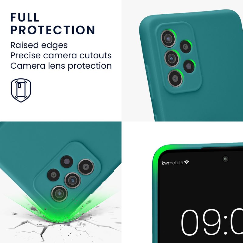 Laptop, Telefoane si Tablete - Telefoane mobile si accesorii - Accesorii Telefoane - Huse telefoane - Husa Kwmobile pentru Samsung Galaxy A52/Galaxy A52 5G/Galaxy A52s 5G, anti-alunecare, silicon, turcoaz mat - Infinity.ro