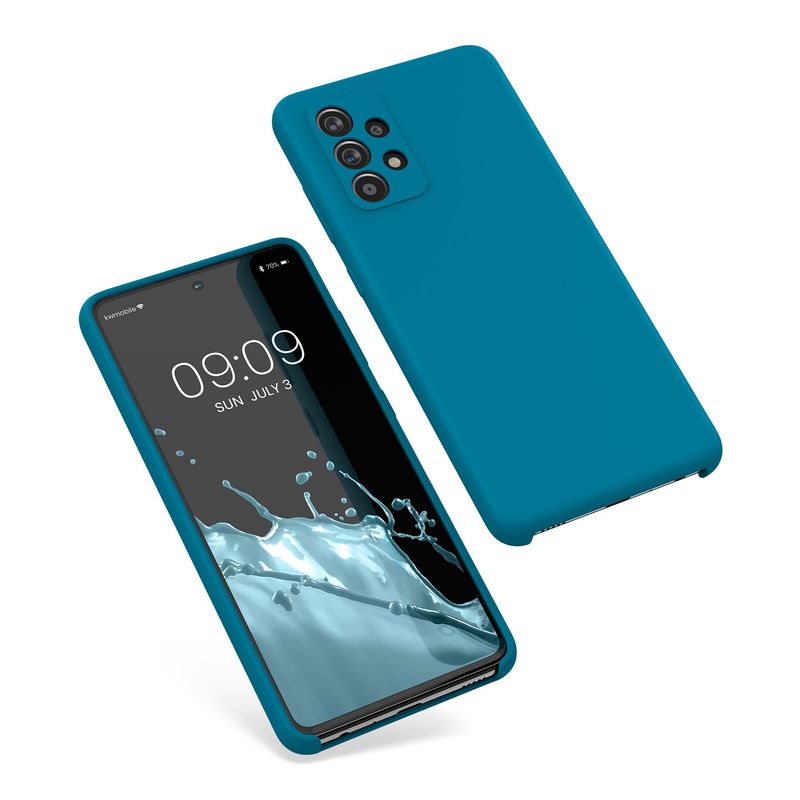 Laptop, Telefoane si Tablete - Telefoane mobile si accesorii - Accesorii Telefoane - Huse telefoane - Husa Kwmobile pentru Samsung Galaxy A52/Galaxy A52 5G/Galaxy A52s 5G, incarcare wireless, silicon, albastru caraibian - Infinity.ro
