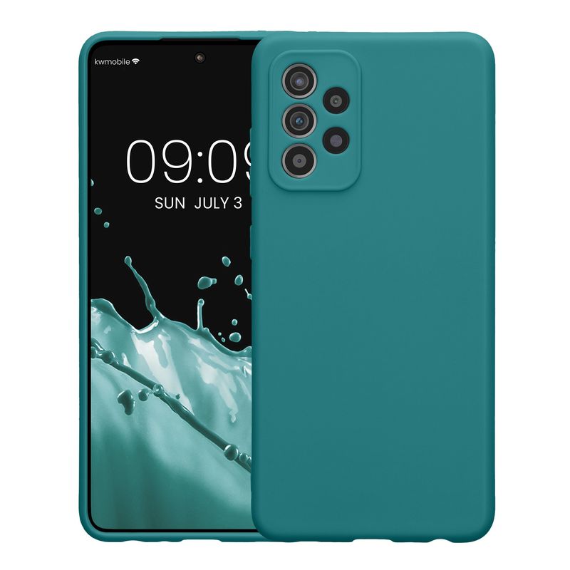 Laptop, Telefoane si Tablete - Telefoane mobile si accesorii - Accesorii Telefoane - Huse telefoane - Husa Kwmobile pentru Samsung Galaxy A52/Galaxy A52 5G/Galaxy A52s 5G, anti-alunecare, silicon, turcoaz mat - Infinity.ro