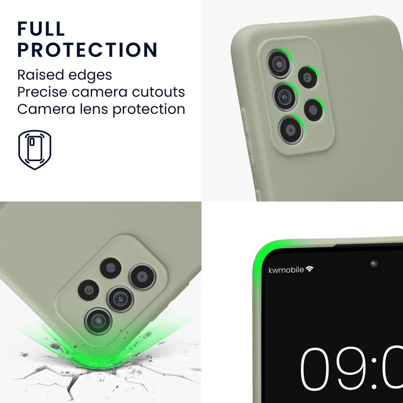 Laptop, Telefoane si Tablete - Telefoane mobile si accesorii - Accesorii Telefoane - Huse telefoane - Husa Kwmobile pentru Samsung Galaxy A52/Galaxy A52 5G/Galaxy A52s 5G, anti-alunecare, silicon, verde, gri - Infinity.ro