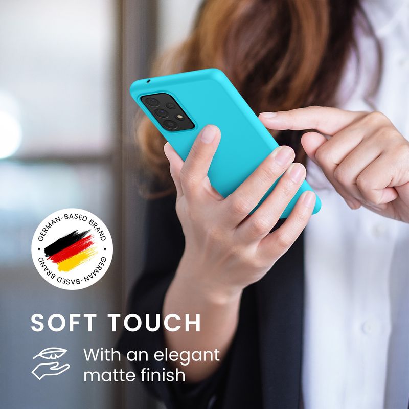 Laptop, Telefoane si Tablete - Telefoane mobile si accesorii - Accesorii Telefoane - Huse telefoane - Husa Kwmobile pentru Samsung Galaxy A52/Galaxy A52 5G/Galaxy A52s 5G, incarcare wireless, silicon, albastru ocean - Infinity.ro