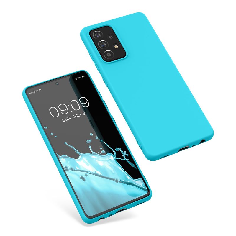 Laptop, Telefoane si Tablete - Telefoane mobile si accesorii - Accesorii Telefoane - Huse telefoane - Husa Kwmobile pentru Samsung Galaxy A52/Galaxy A52 5G/Galaxy A52s 5G, incarcare wireless, silicon, albastru ocean - Infinity.ro