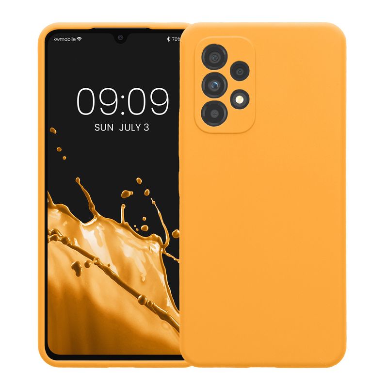 Laptop, Telefoane si Tablete - Telefoane mobile si accesorii - Accesorii Telefoane - Huse telefoane - Husa Kwmobile pentru Samsung Galaxy A53 5G, anti-alunecare, anti-amprenta, silicon, portocaliu - Infinity.ro