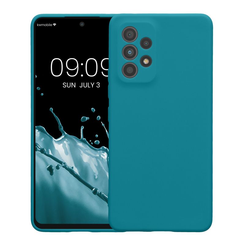 Laptop, Telefoane si Tablete - Telefoane mobile si accesorii - Accesorii Telefoane - Huse telefoane - Husa Kwmobile pentru Samsung Galaxy A53 5G, anti-alunecare, silicon, turcoaz mat - Infinity.ro