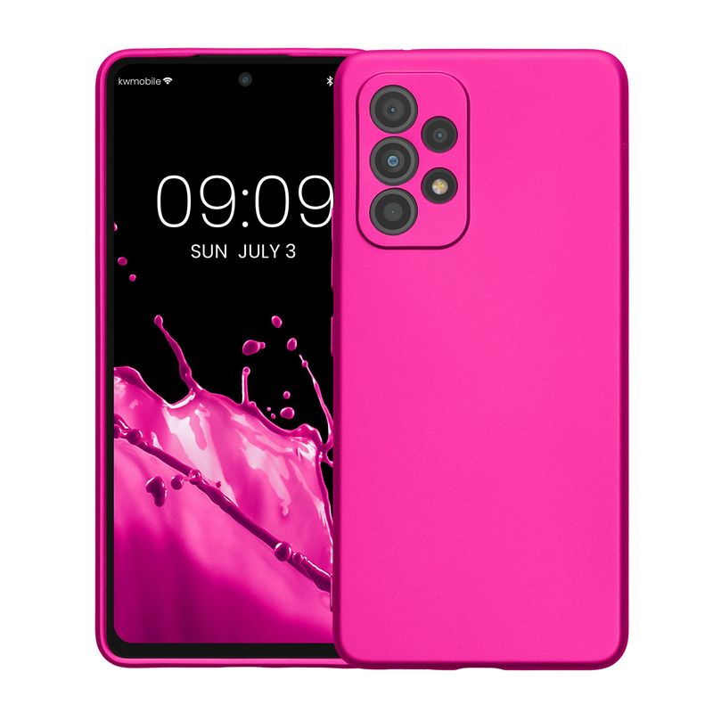 Laptop, Telefoane si Tablete - Telefoane mobile si accesorii - Accesorii Telefoane - Huse telefoane - Husa Kwmobile pentru Samsung Galaxy A53 5G, anti-alunecare, silicon, roz metalizat - Infinity.ro