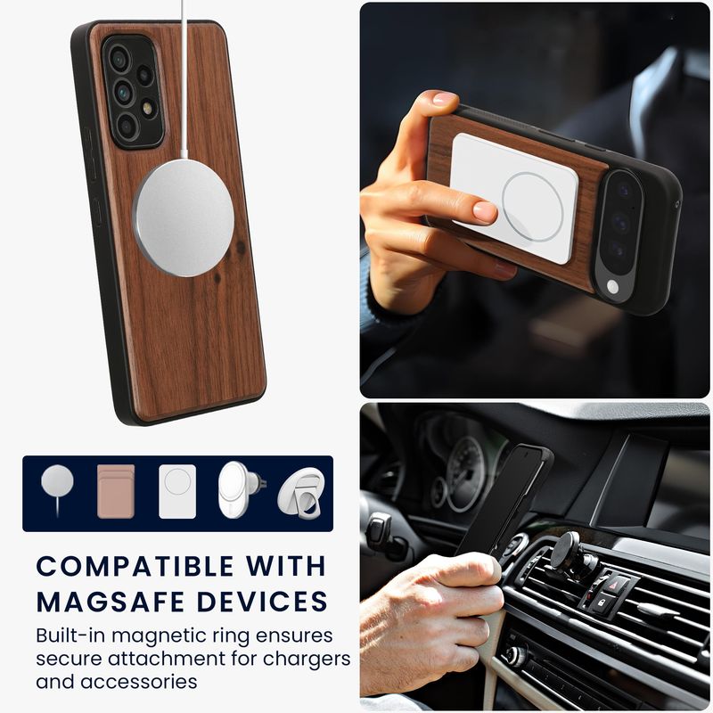 Laptop, Telefoane si Tablete - Telefoane mobile si accesorii - Accesorii Telefoane - Huse telefoane - Husa Kwmobile pentru Samsung Galaxy A53 5G, compatibilitate MagSafe, lemn, TPU, maro - Infinity.ro