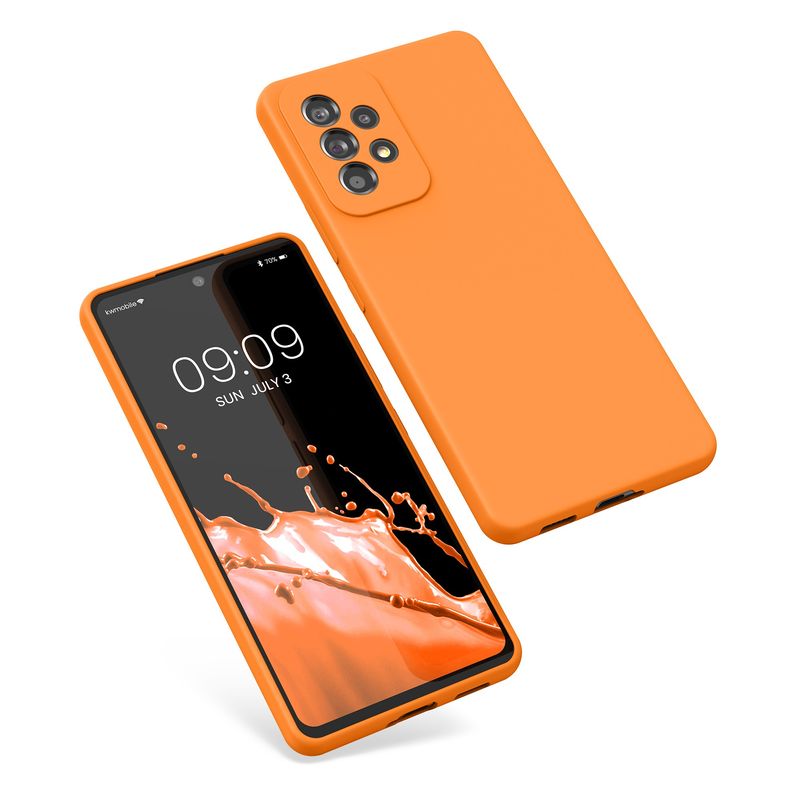 Laptop, Telefoane si Tablete - Telefoane mobile si accesorii - Accesorii Telefoane - Huse telefoane - Husa Kwmobile pentru Samsung Galaxy A53 5G, incarcare wireless, anti-alunecare, silicon, portocaliu - Infinity.ro