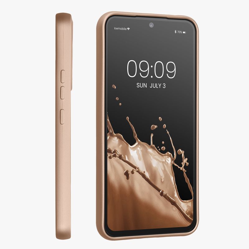 Laptop, Telefoane si Tablete - Telefoane mobile si accesorii - Accesorii Telefoane - Huse telefoane - Husa Kwmobile pentru Samsung Galaxy A54 5G, anti-alunecare, protectie la zgarieturi, silicon, auriu - Infinity.ro