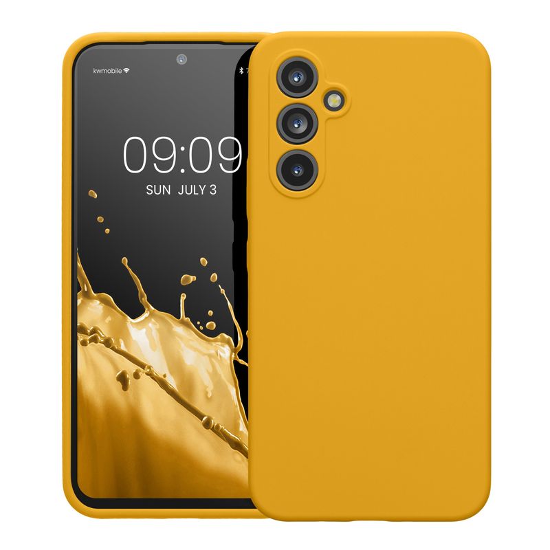 Laptop, Telefoane si Tablete - Telefoane mobile si accesorii - Accesorii Telefoane - Huse telefoane - Husa Kwmobile pentru Samsung Galaxy A54 5G, anti-alunecare, silicon, galben miere - Infinity.ro