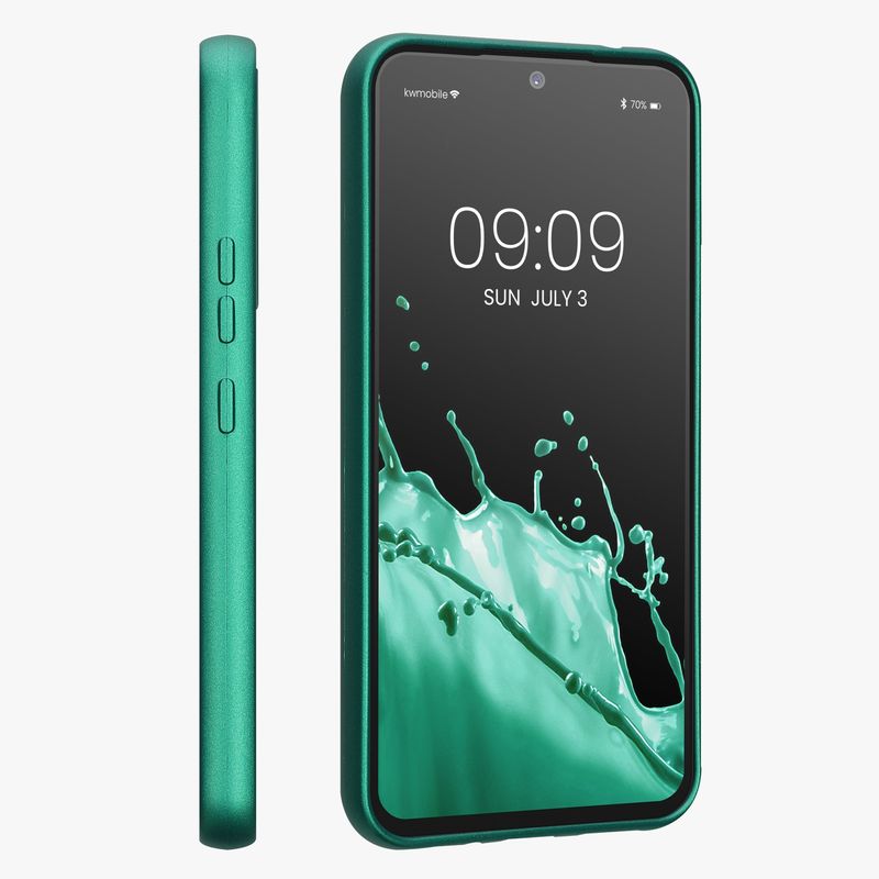 Laptop, Telefoane si Tablete - Telefoane mobile si accesorii - Accesorii Telefoane - Huse telefoane - Husa Kwmobile pentru Samsung Galaxy A54 5G, anti-alunecare, silicon, verde inchis metalizat - Infinity.ro
