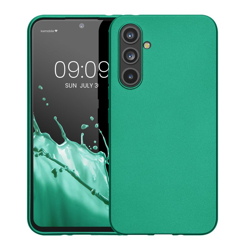 Laptop, Telefoane si Tablete - Telefoane mobile si accesorii - Accesorii Telefoane - Huse telefoane - Husa Kwmobile pentru Samsung Galaxy A54 5G, anti-alunecare, silicon, verde inchis metalizat - Infinity.ro