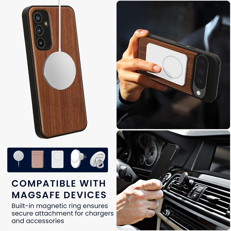 Laptop, Telefoane si Tablete - Telefoane mobile si accesorii - Accesorii Telefoane - Huse telefoane - Husa Kwmobile pentru Samsung Galaxy A54 5G, compatibilitate MagSafe, lemn, TPU, maro - Infinity.ro