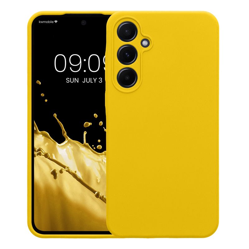 Laptop, Telefoane si Tablete - Telefoane mobile si accesorii - Accesorii Telefoane - Huse telefoane - Husa Kwmobile pentru Samsung Galaxy A55 5G, anti-alunecare, silicon, galben - Infinity.ro