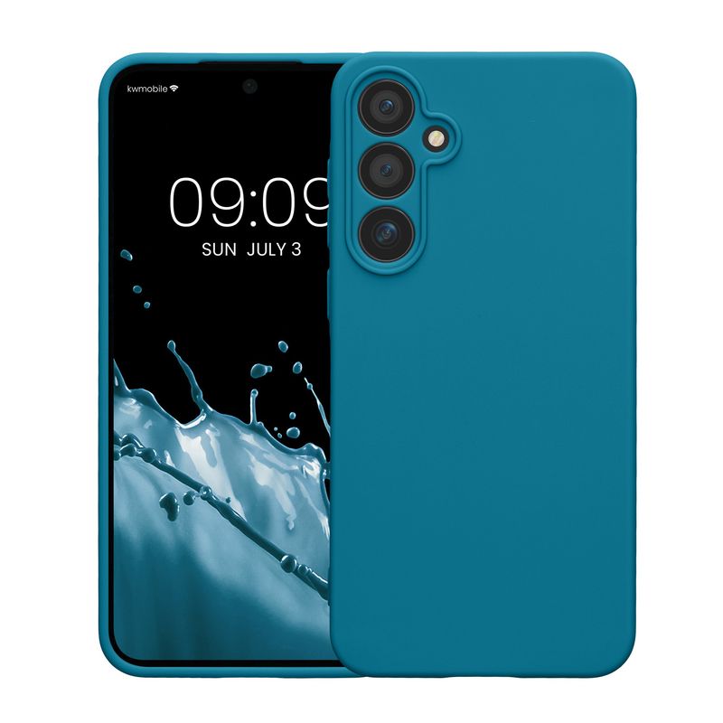 Laptop, Telefoane si Tablete - Telefoane mobile si accesorii - Accesorii Telefoane - Huse telefoane - Husa Kwmobile pentru Samsung Galaxy A55 5G, anti-alunecare, silicon, albastru caraibian - Infinity.ro