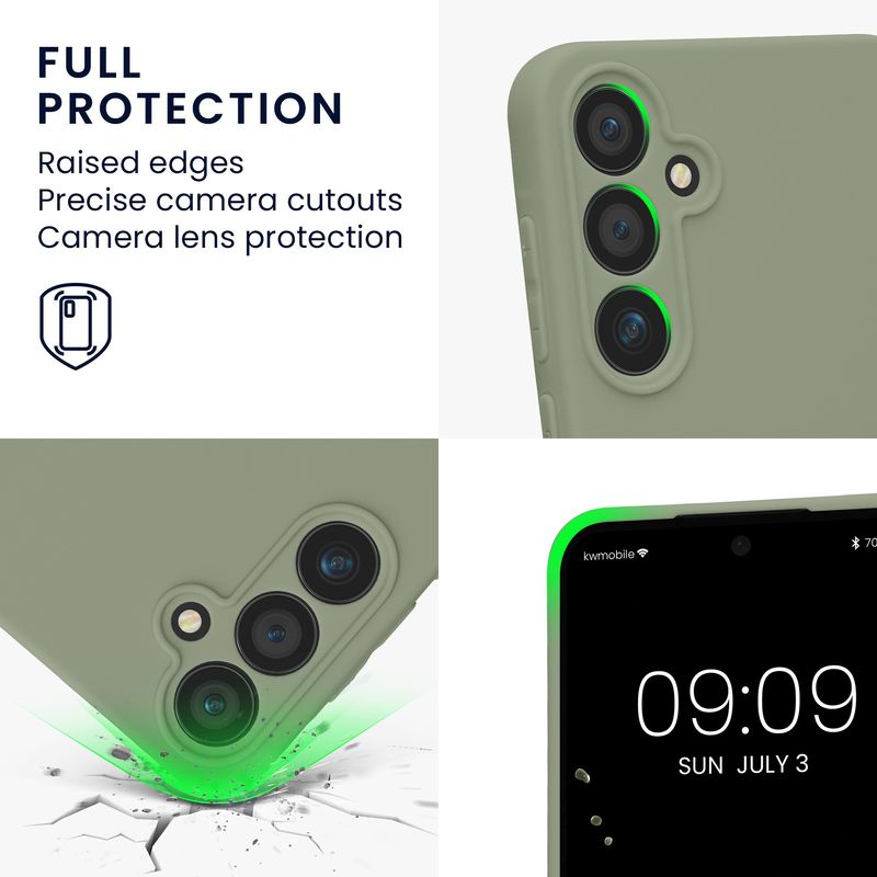 Laptop, Telefoane si Tablete - Telefoane mobile si accesorii - Accesorii Telefoane - Huse telefoane - Husa Kwmobile pentru Samsung Galaxy A55 5G, anti-alunecare, silicon, verde, gri - Infinity.ro
