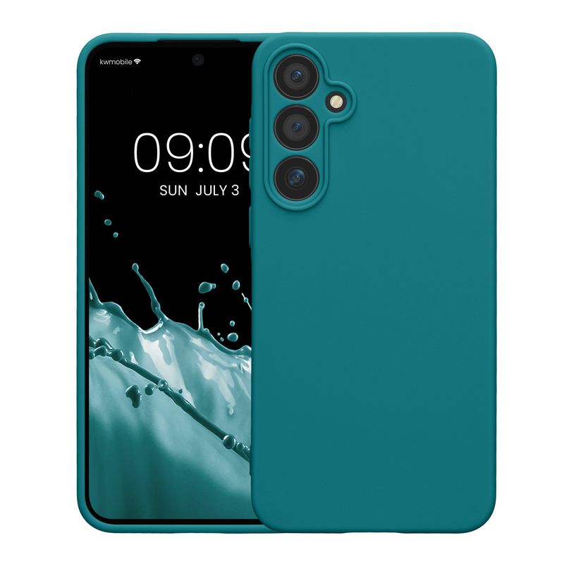Laptop, Telefoane si Tablete - Telefoane mobile si accesorii - Accesorii Telefoane - Huse telefoane - Husa Kwmobile pentru Samsung Galaxy A55 5G, anti-alunecare, silicon, turcoaz mat - Infinity.ro