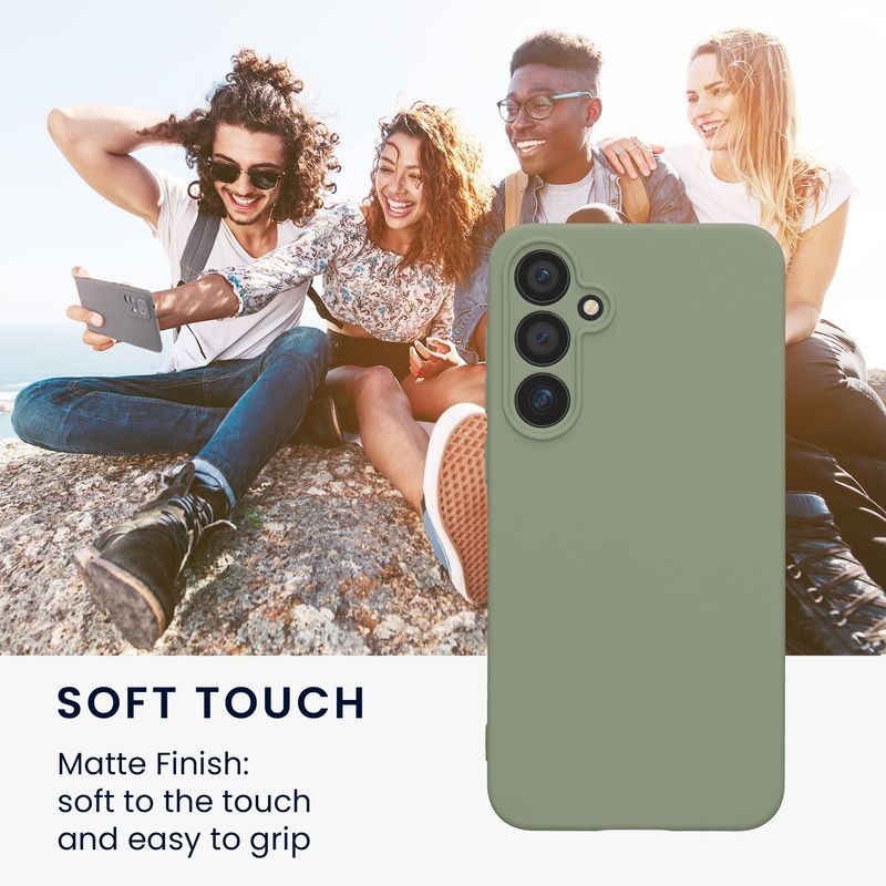 Laptop, Telefoane si Tablete - Telefoane mobile si accesorii - Accesorii Telefoane - Huse telefoane - Husa Kwmobile pentru Samsung Galaxy A55 5G, anti-alunecare, silicon, verde, gri - Infinity.ro