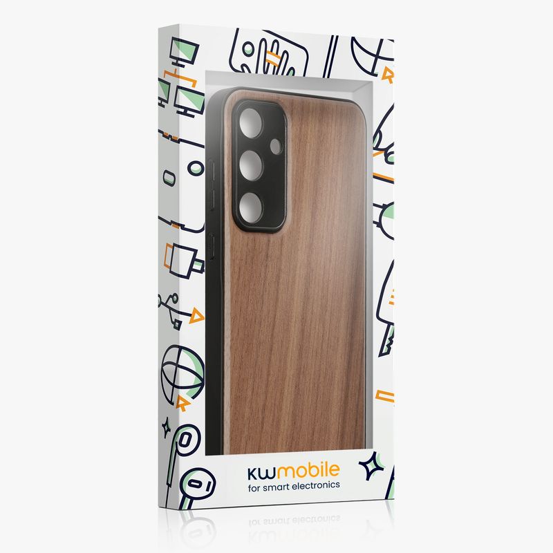 Laptop, Telefoane si Tablete - Telefoane mobile si accesorii - Accesorii Telefoane - Huse telefoane - Husa Kwmobile pentru Samsung Galaxy A55 5G, compatibilitate MagSafe, lemn, TPU, maro - Infinity.ro