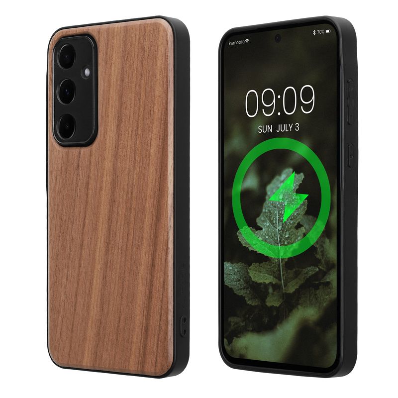 Laptop, Telefoane si Tablete - Telefoane mobile si accesorii - Accesorii Telefoane - Huse telefoane - Husa Kwmobile pentru Samsung Galaxy A55 5G, compatibilitate MagSafe, lemn, TPU, maro - Infinity.ro
