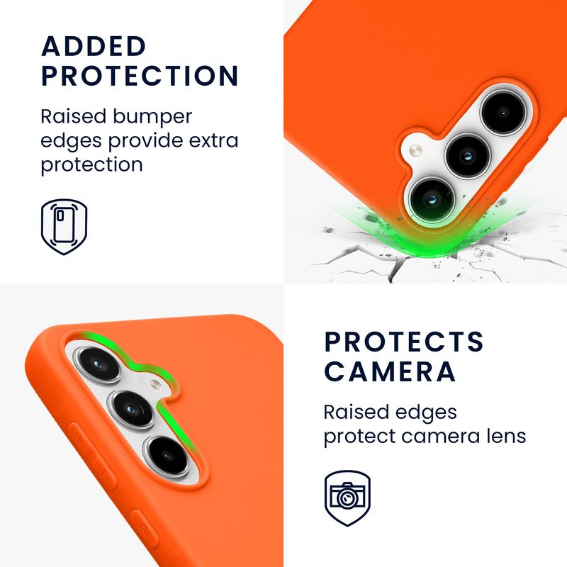 Laptop, Telefoane si Tablete - Telefoane mobile si accesorii - Accesorii Telefoane - Huse telefoane - Husa Kwmobile pentru Samsung Galaxy A55 5G, incarcare wireless, anti-alunecare, silicon, portocaliu - Infinity.ro