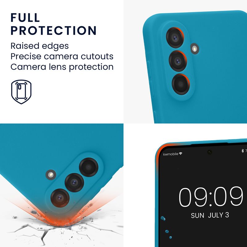 Laptop, Telefoane si Tablete - Telefoane mobile si accesorii - Accesorii Telefoane - Huse telefoane - Husa Kwmobile pentru Samsung Galaxy A56 5G, anti-alunecare, silicon, albastru caraibian - Infinity.ro